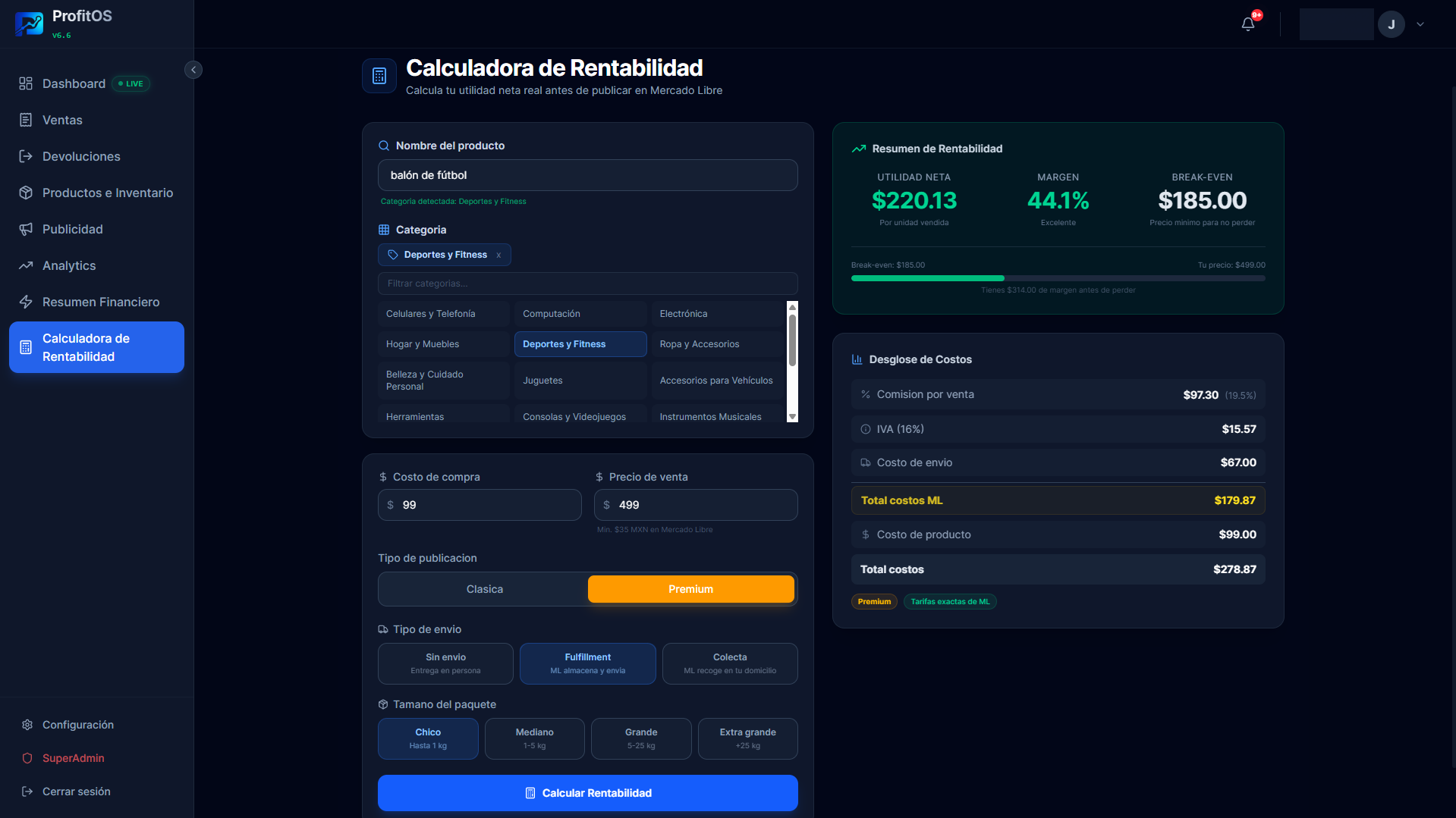 ProfitOS · Calculadora de rentabilidad